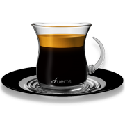 Espresso Glass Cups, Black Saucer